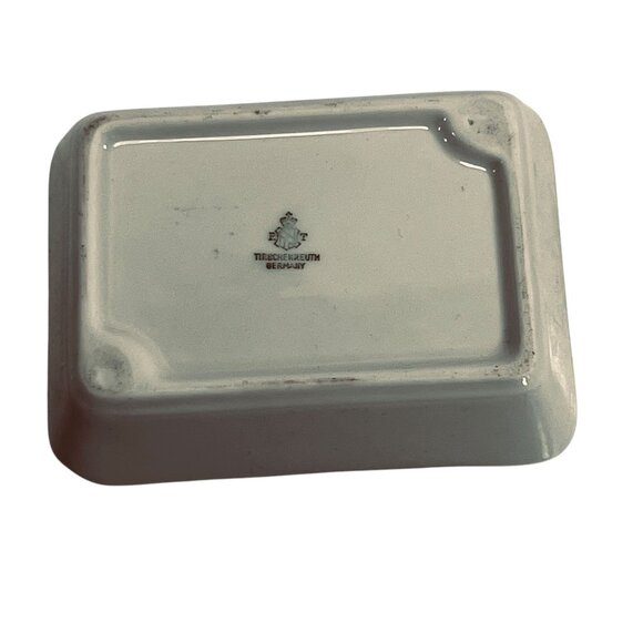 Vintage Decorative Ashtray Tirschenreuth Germany Romantic Silhouette Red Gold - Picture 10 of 11